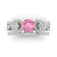thumbnail image 2 of 1.89 ct Brilliant Round Cut Pink Zircon 14k White Gold Solitaire with Accents Engagement Bridal Wedding Ring Band Set size 9.75, 2 of 7