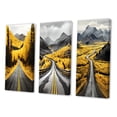 thumbnail image 3 of Designart "Yellow Forest Journey A Scenic Road IV" Landscape & Nature Wall Art Set Of 3 - Yellow Road Canvas Set For Living Room Decor, 3 of 7