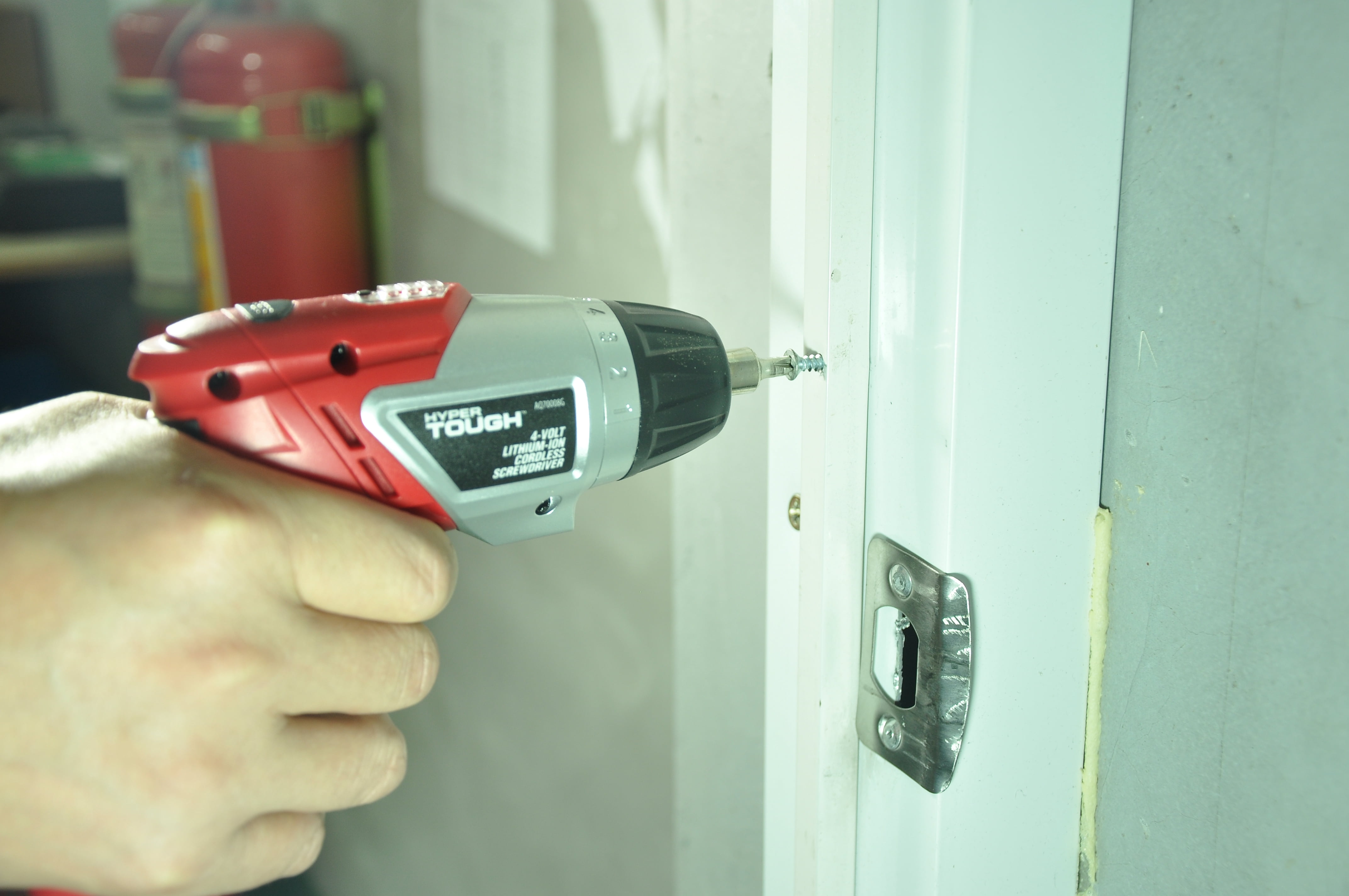 Hyper Tough 4V Max Lithium-ion Cordless Power Screwdriver 1/4 inch with Charger, Rotating Handle, LED Light, Magnetic Bit Holder & Bits