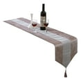 thumbnail image 3 of NUZYZ 180cm Striped Tablecloth Dining Table Runner Cover Tassel Holiday Meal Decor Gray, 3 of 5
