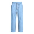 thumbnail image 5 of Mens Baggy Bootcut Sweatpants Wide Leg Flared Stretch Elastic Waist Drawstring Cotton Lounge Workout Casual Pants Light Blue S, 5 of 7