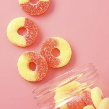 Gummy Candy - Peach Gummy Rings - 12 oz - Gummies Candy in Jar - Fun and Delicious Gummy Snack - Peanut & Tree Nut Free, Gluten and Dairy Free