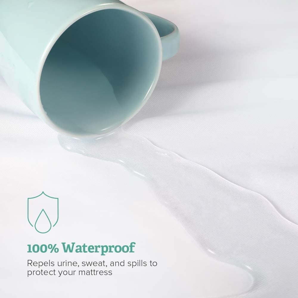 Split Head King 28" Waterproof mattress Protector Pad Cover Top Split Fitted Style Soft Terry Fabric White Fits Up to 18" Inch Deep Pocket Easy Washable