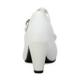 thumbnail image 3 of YOWMNS Women Vintage Bow Lolita Shoes Block White High Heels Mary Janes Closed Toe T-strap Pumps Comfort Rockabilly Shoes (8.5), 3 of 5