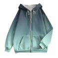 thumbnail image 4 of Yievot Women's Sweatshirt Hoodie Casual Relaxed Fit Full Zip Jacket Gradient Color Long Sleeve Drawstring Sweatshirts with Pockets, 4 of 4