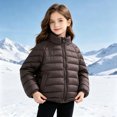 thumbnail image 5 of Kogui Kids Stand-Collar Puffer Jacket Hoodless Zip-Up Lightweight Winter Coat Ages 12M-8Y 7T 8T (Coffee,7-8 Years), 5 of 7