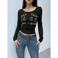 thumbnail image 6 of EMMIOL Women's Vintage Letter Graphic Long Sleeve Tops Y2K Slim Fit Henley Tops for Spring and Fall Casual Streetwear, 6 of 6
