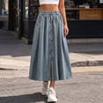 thumbnail image 2 of Curuila Womens Denim Skirts With Pocket Solid Color Elastic Waistband Elegant Long Skirts For Women Size Xl, 2 of 9