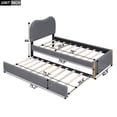 thumbnail image 2 of Harper & Bright Designs Twin Size Upholstered Platform Bed with Trundle, Modern Berber Fleece Bed Frame for Boys Girls Bedroom, Gray, 2 of 10