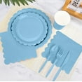 thumbnail image 5 of Inadays 175Pcs Disposable Party Supplies Includes Blue Paper Plates Cup Napkins Forks Spoons Knives, Dinnerware Set for Garden Party Birthday BBQ Baby Shower Wedding, Serve 25 Guests, 5 of 7