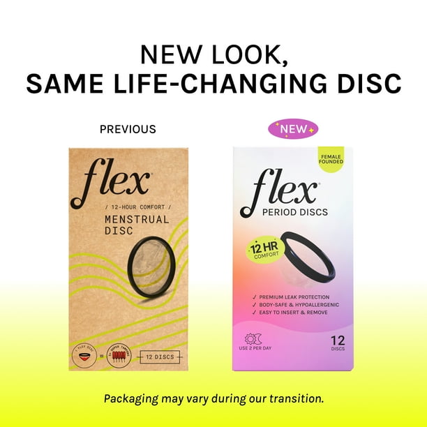 Flex Disposable Menstrual Discs - 12 Discs, Body-Safe, Reduces
