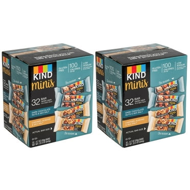 KIND Minis Bars Variety Pack, Dark Chocolate Nuts & Sea Salt, Caramel Almond & Sea Salt, Gluten 0.7 oz, 20 Count - Walmart.com