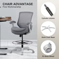 thumbnail image 4 of Silla de dibujo para oficina WITTLONG, 180 kg, con soporte lumbar, color gris, 4 of 7