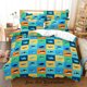 thumbnail image 1 of 3D Cartoon Colorful Lattice Ocean Shark Whale Dolphin Fish Pattern Funda de edredón, 1 of 3