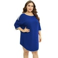 thumbnail image 3 of WBQ Women's Nightshirt Elbow Sleeve Nightgown Sleepwear Round Neck Plus Size Pajama Dress, 3 of 6