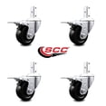thumbnail image 2 of 3 Inch Hard Rubber Wheel Swivel 3/4 Inch Square Stem Caster Set Total Lock Brake, 2 of 2
