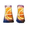 thumbnail image 3 of PAYOHTO Women's Sleeveless Dress Burning Basketball Summer Dress Casual Floral Print Round Neck A Line Beach Short Sundress​ with Pockets​, 3 of 8