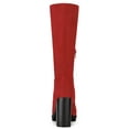 thumbnail image 2 of BLISSFUL STEP Bottes à Talon Bloc Bout Rond Mi-Mollet pour Femmes Rouge 8.5, 2 of 6