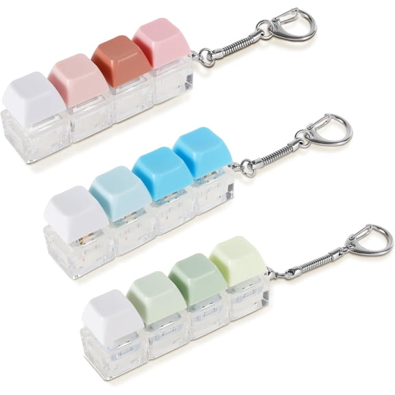 3pcs Keyboard Fidget Keychain with 3 Sound Modes Crisp Creamy Silent, Portable Clicker Key Accessory, Plastic Compact Design for Work Travel