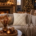 thumbnail image 6 of SLYNSHome Fall Throw Pillow with Insert,White Embossed Maple Leaf 45x45 cm Soft Plush Cushion, Autumn Decorative Pillow for Sofa Couch Living Room Thanksgiving Home Decor, 6 of 7