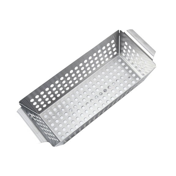 Rectangular Grill Basket Nonstick Grill Dish with Holes Barbecue Grill Trays Vegetable Grill Pans for Outdoor Grilling