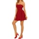 thumbnail image 4 of Vestido de mujer Inspire Chic con escote corazón, sin mangas, con cremallera, mini y de corte acampanado, rojo, 2XL, 4 of 8