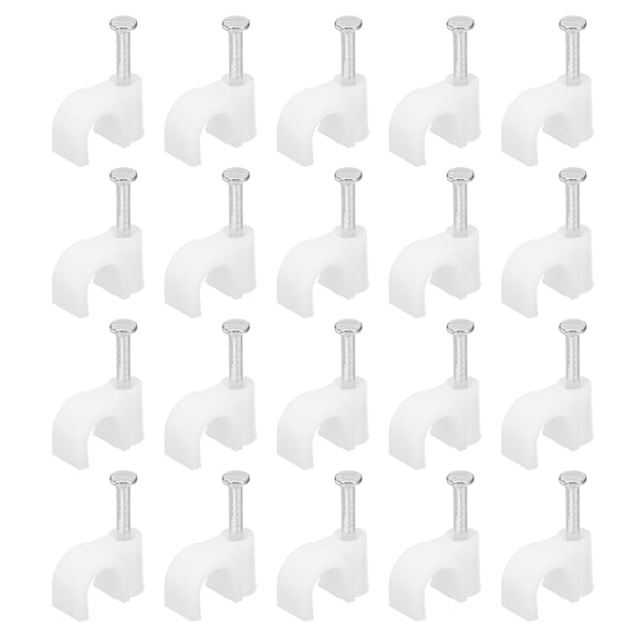 100 Packs 0.24 Inch Cable Clips, Ethernet Cable Clamps with Steel Nails, White