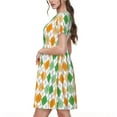 thumbnail image 2 of Naloa St. Patrick's day argyle Print Womens Summer A-Line Dress with Pockets,Short Sleeve Dresses,Flowy Beach Swing Dress for Vacation Travel, 2 of 6