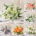 thumbnail image 2 of 1pcs Heads Artificial Flowers Bouquet Mini Rose Wedding Home Office Decor, 2 of 5