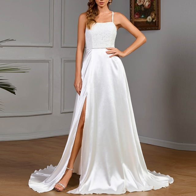Ovzne Robes pour Femmes Robe pour Femme Robe Aguichant Unie à Bretelles Sans Manches pour Banquet et Mariage Robe de Vacances Liquidation