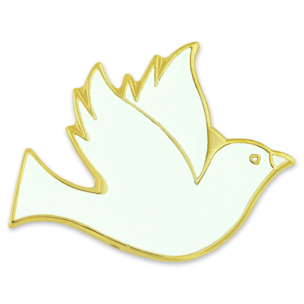 PinMart's Simple Elegant White Dove Enamel Lapel Pin with Back