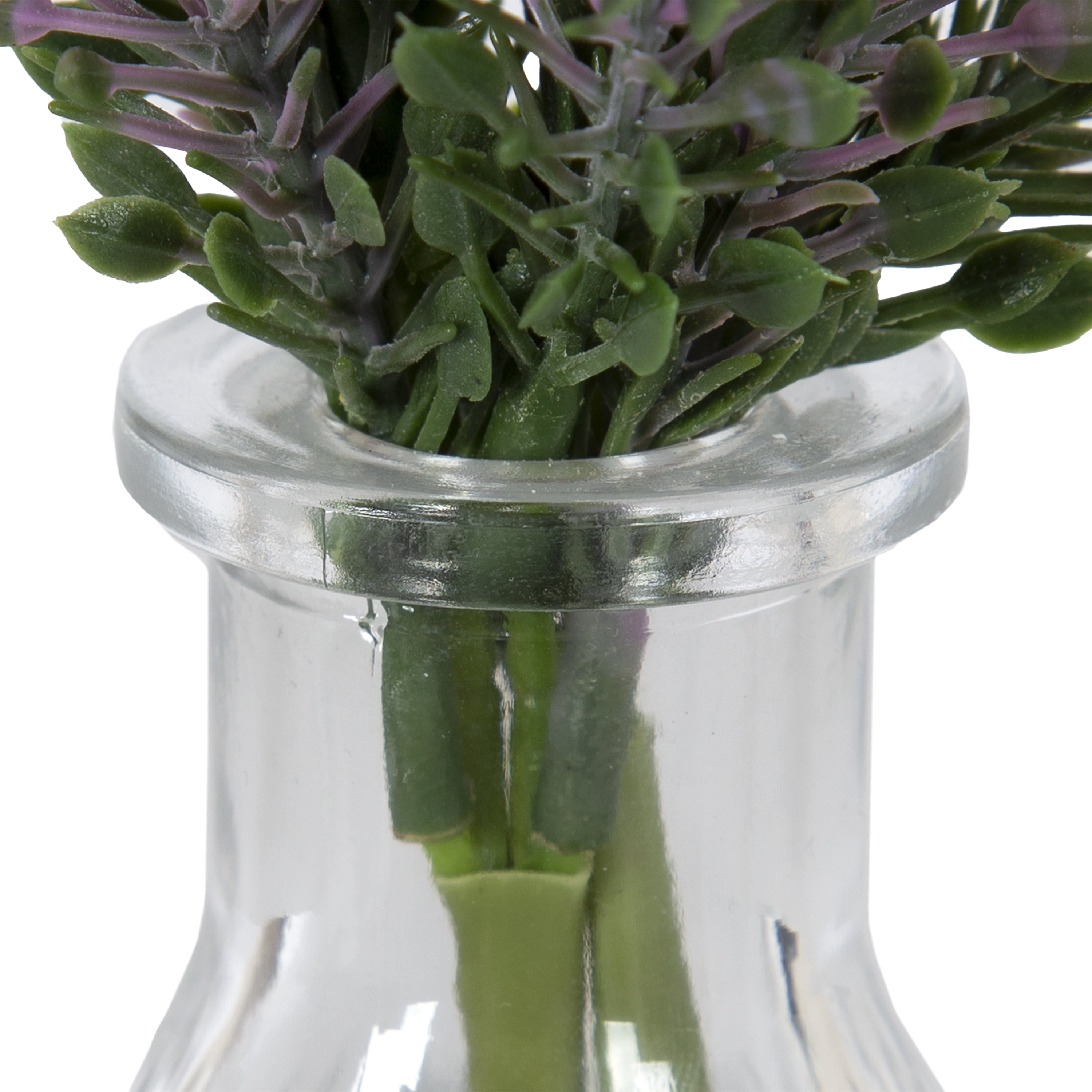 Mainstays 10.5" Artificial Lavender Flower Stems in Ribbed Glass Vase
