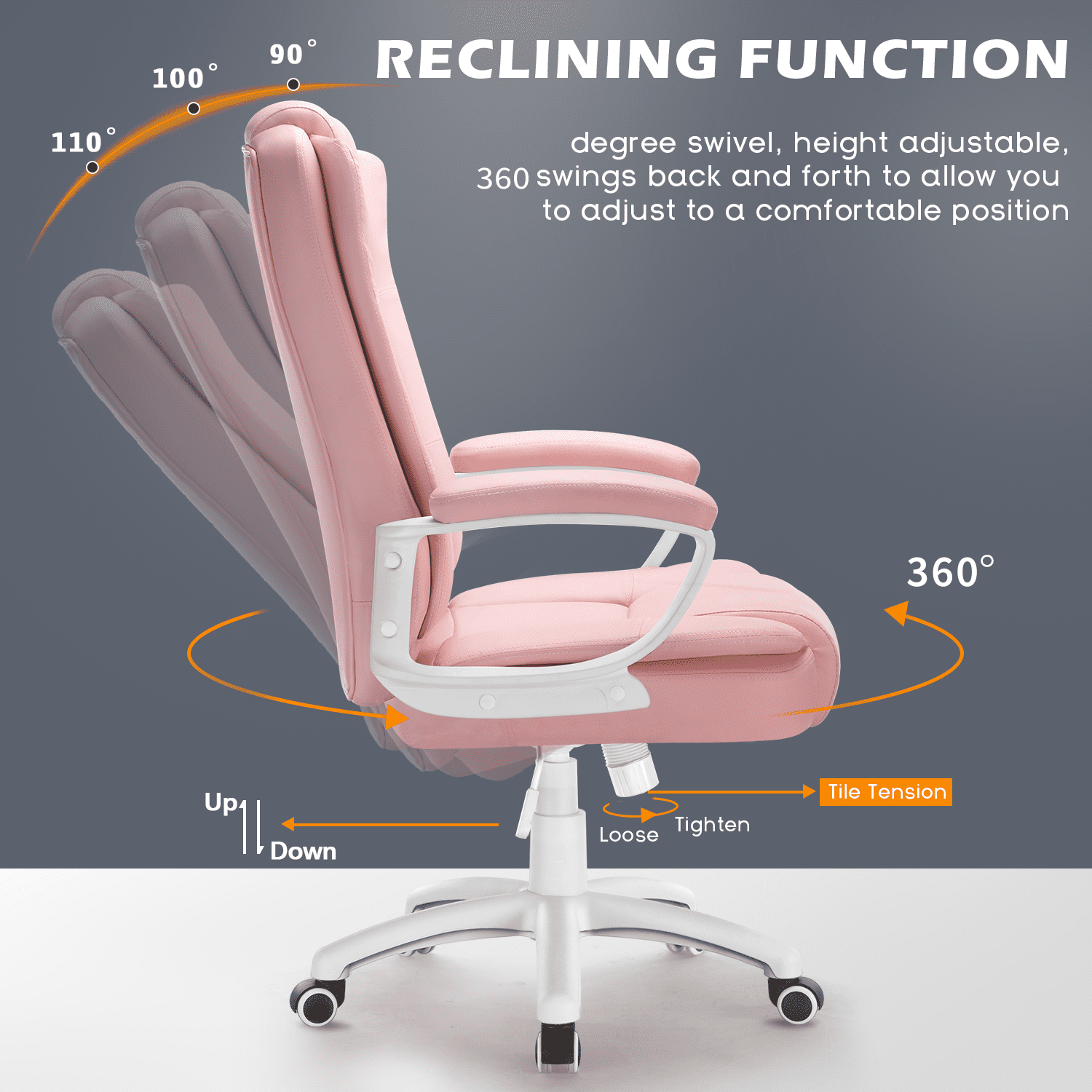 PUKAMI Office Desk Chair,Big And Tall Managerial Executive Chair,High Back Computer Chair