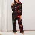 thumbnail image 2 of Picia Red Dark Skull Abstract Pattern Women’s Long-Sleeve Sleepwear Set - Soft 2-Piece Loungewear with Pockets, Comfy PJs for Relaxing Nights-Large, 2 of 7