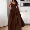 thumbnail image 2 of Vestido de moda liso sin espalda con cuello en V y cintura alta para mujer, poliéster spandex, estilo sexy y elegante, tallas S-XXXL, 2 of 6