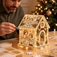 thumbnail image 4 of Christmas House Pearl Art Kit with LED Lights, Diy Bead Craft for Adults and Festive Tabletop Ornament Decor, 4 of 7
