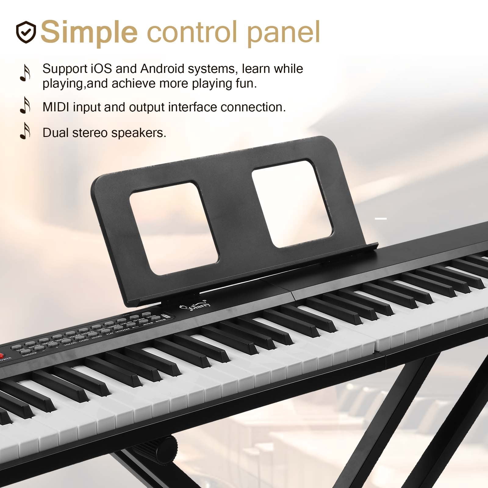 Favory 88 Keys Full Size Portable Piano Keyboard for Beginner Electric Piano Keyboard with microphone, music stand, sticker