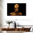thumbnail image 3 of Elephant Stock Lady Gold Chic Wall Art - Horizontal Canvas Wall Art - Living Room Wall Decor - Fashion And Beauty Canvas - Black And Gold Decor - 36" x 24", 3 of 8
