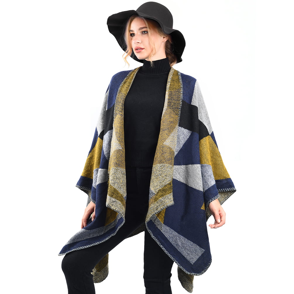 Womens Blanket Shawls Wraps Winter Open Front Cape Oversized Cardigan Sweater Poncho