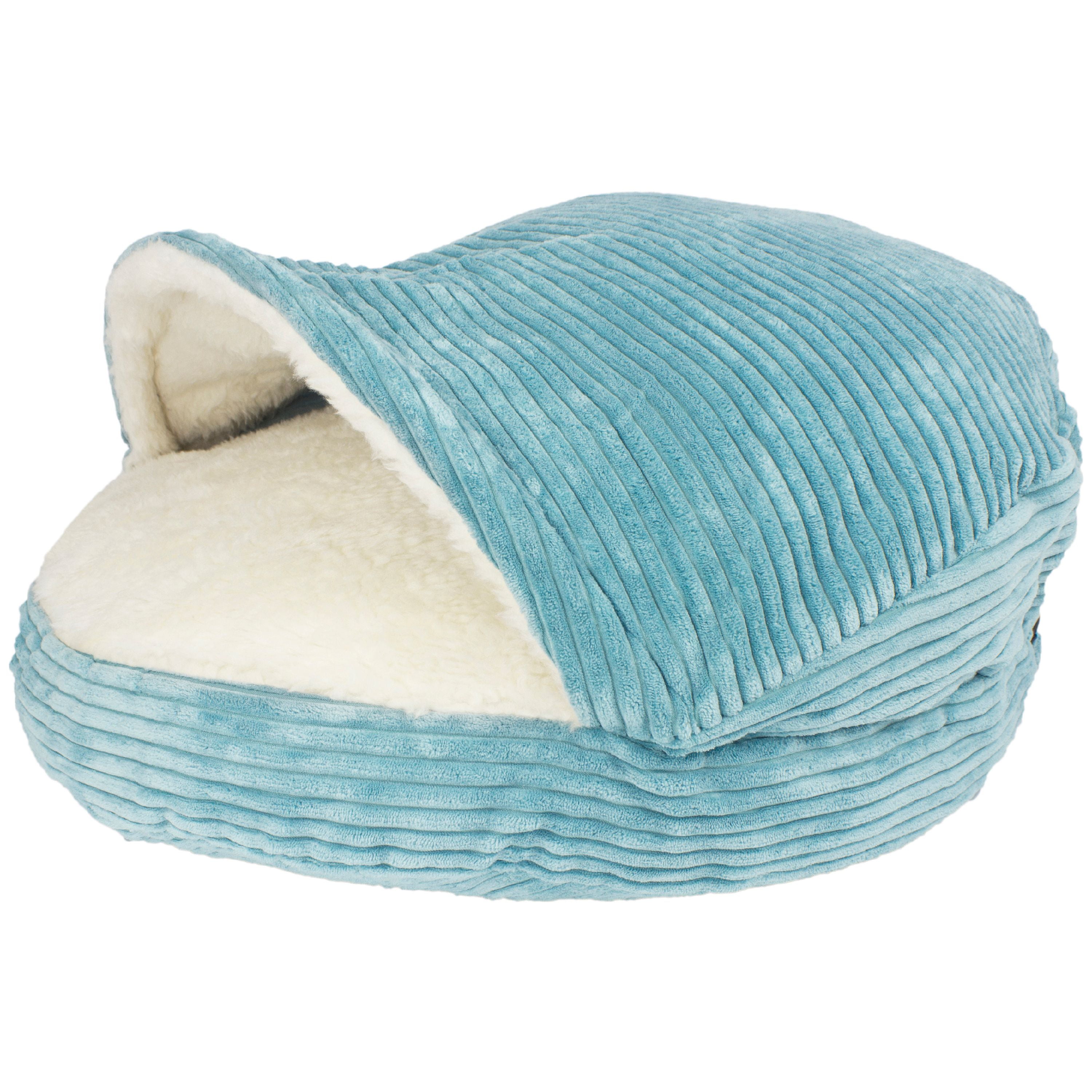 Precious Tails Plush Corduroy And Sherpa Lined Pet Cave Bed