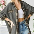 thumbnail image 4 of Womens Waffle Knit Shacket Boyfriend Shirt Jacket Button Down Blouse Loose Fit Long Sleeve Tops, 4 of 5