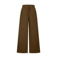 thumbnail image 4 of Riecok Jogging Pants for Women Mid Waist Drawstring Flared Solid Color Workout Lounge Trousers with Pockets, 4 of 8