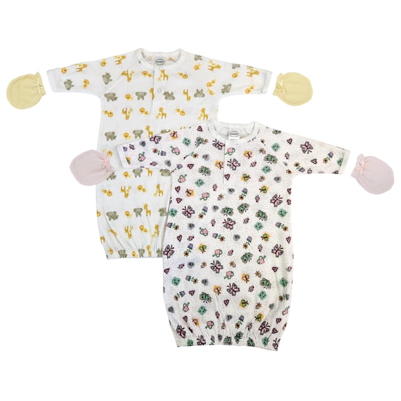 Newborn Baby Girls 4 Piece Gown Set