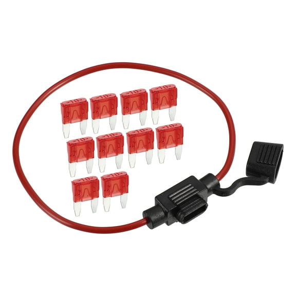 Unique Bargains 1 Set 10A Mini Blade Stye Fuse 16 AWG Fuse Holder 16 Gauge Fuse Holder Blade Style Inline Fuse Holder