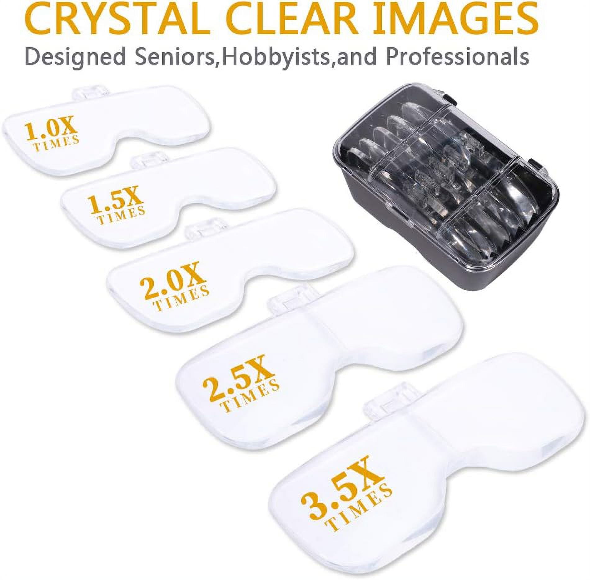 LED Light Headband Magnifier, USB Charging Hands-free Glass for Lightweight & Comfortable Multi-Function Magnifier Experience