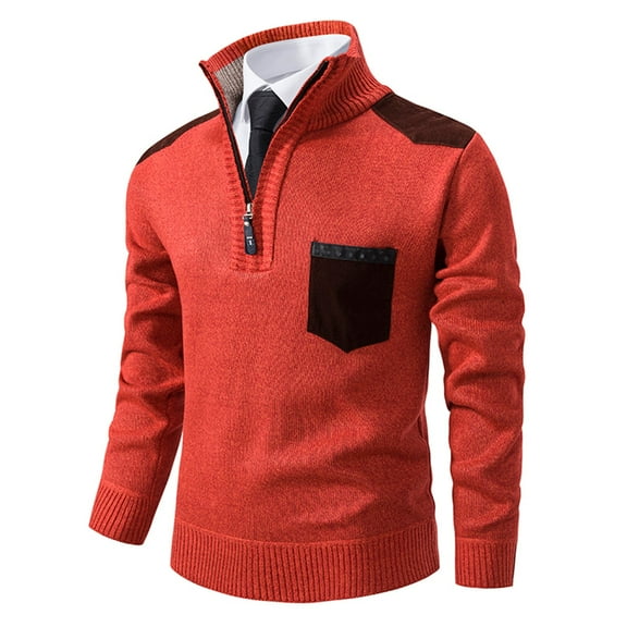 Awdenio Sweaters for Men Zipper up Slim Fit Casual Long Sleeve Knitted Stand Collar Loose Pockets Cardigan Sweaters Basic Shirt Top