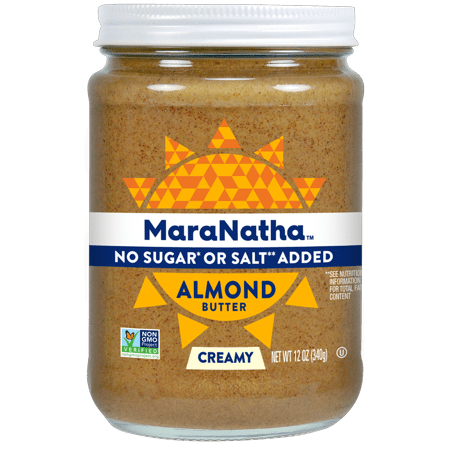 (2 Pack) MaraNatha No Sugar or Salt Added Creamy Almond Butter, 12 (Best Keto Almond Butter)