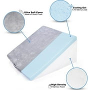 Bed Wedge Pillow, Multipurpose Adjustable Leg Support Pillow, Machine Washable Soft Plush Cover with Handle, Memory Foam Top - GRAY