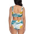 thumbnail image 3 of Wukai Daisy Flowers Women's Bikini Set Two Piece,wimsuit High Waisted V Neck Twist Front Adjustable Spaghetti Straps Bathing Suit-, 3 of 7