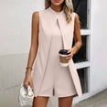 thumbnail image 5 of Rompers for Women Sleeveless High Neck Mini Romper Dresses Split Front Tunic Overlay Short Jumpsuits Elegant formal office Outfits Pink, 5 of 7